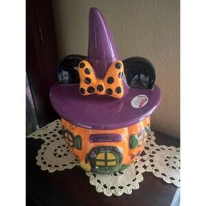NEW Minnie Mouse Disney Halloween Pumpkin Canister Cookie Jar